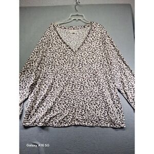 Simply Threads Women‎ Cheetah Long Sleeve V Neck Size 3X